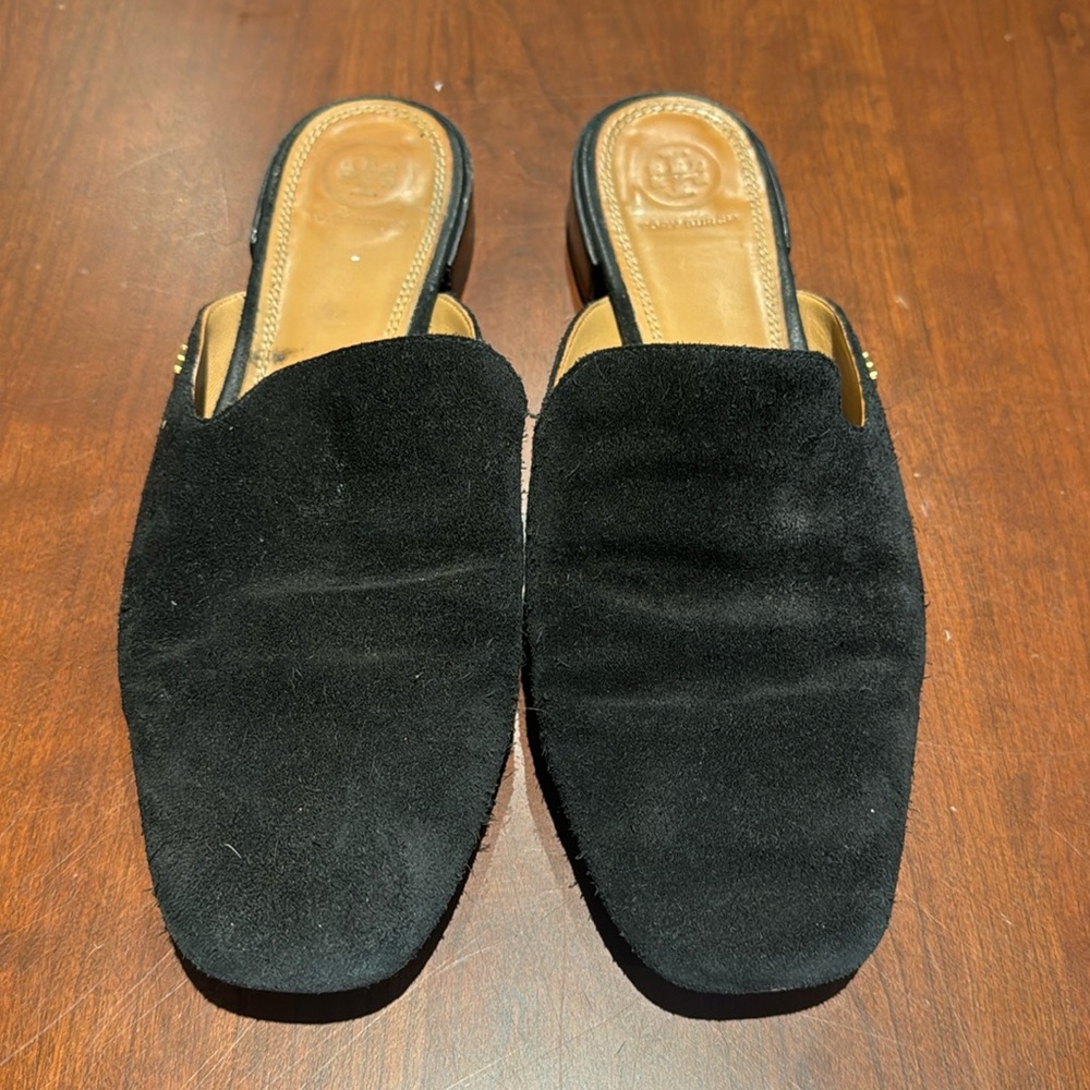 Tory Burch Black Suede Mules